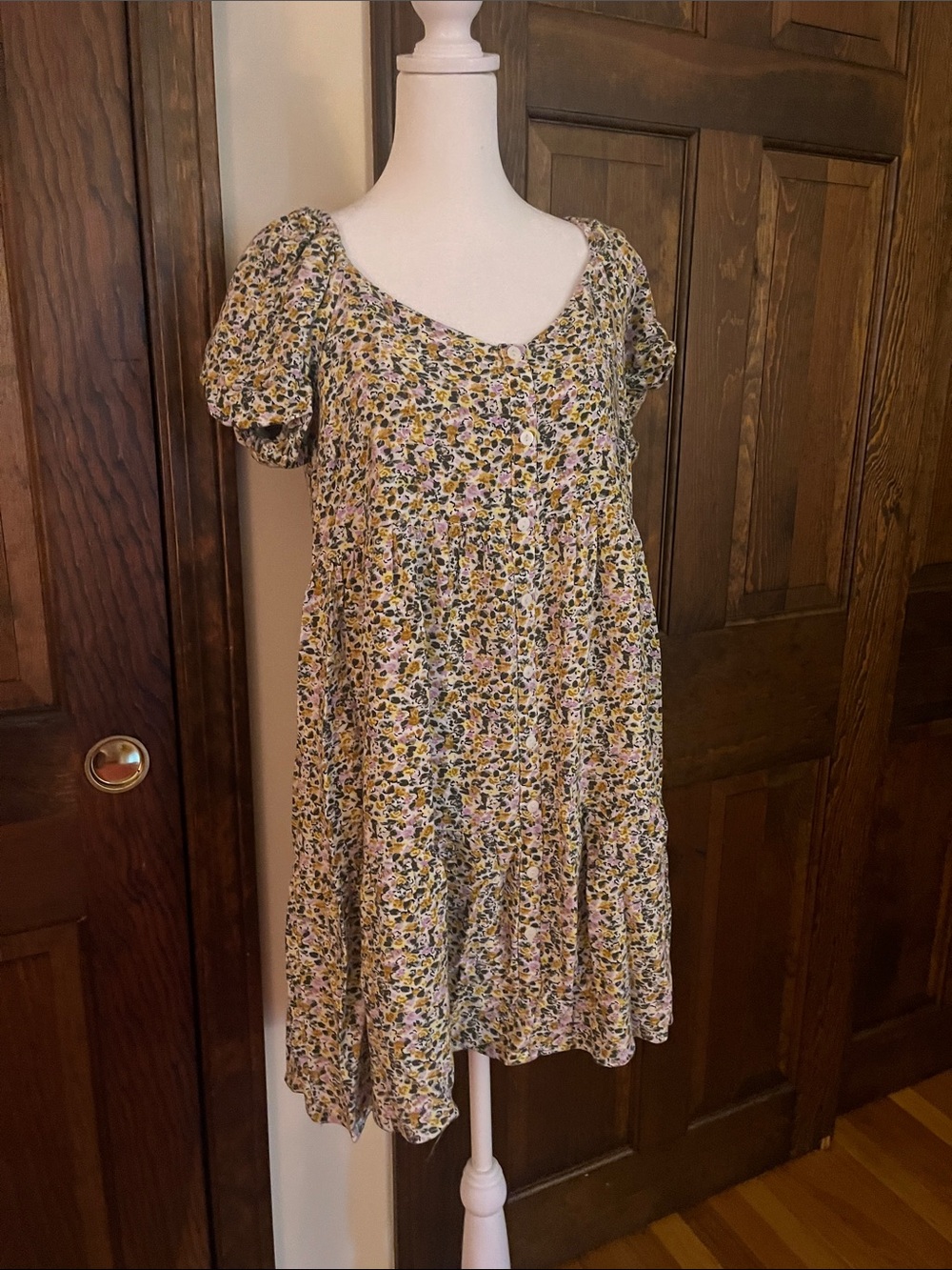 Wild Fable Floral Printed Puff Sleeve Mini Baby Doll Dress Size‎ Small